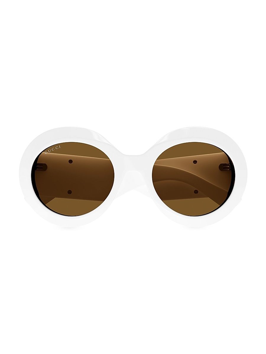 Women's Fashion Show 54MM Round Sunglasses - White Brown