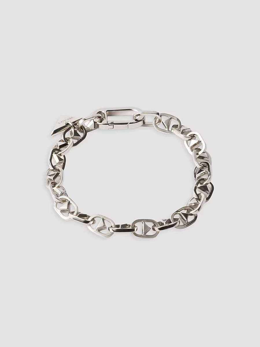 Men's Silver Chain Bracelet - Silver - Size Medium
