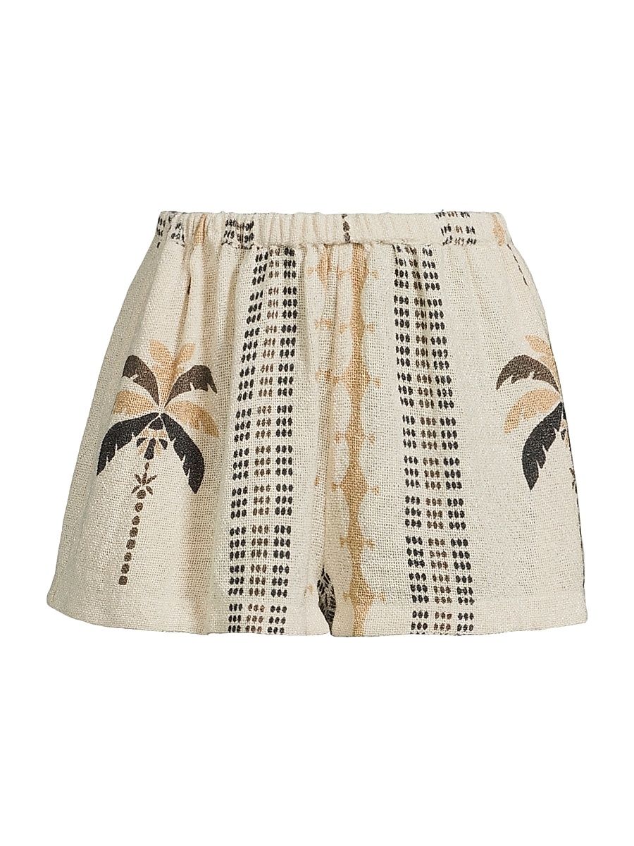 Women's Posey Cotton-Blend Swim Shorts - Palm Print - Size XL
