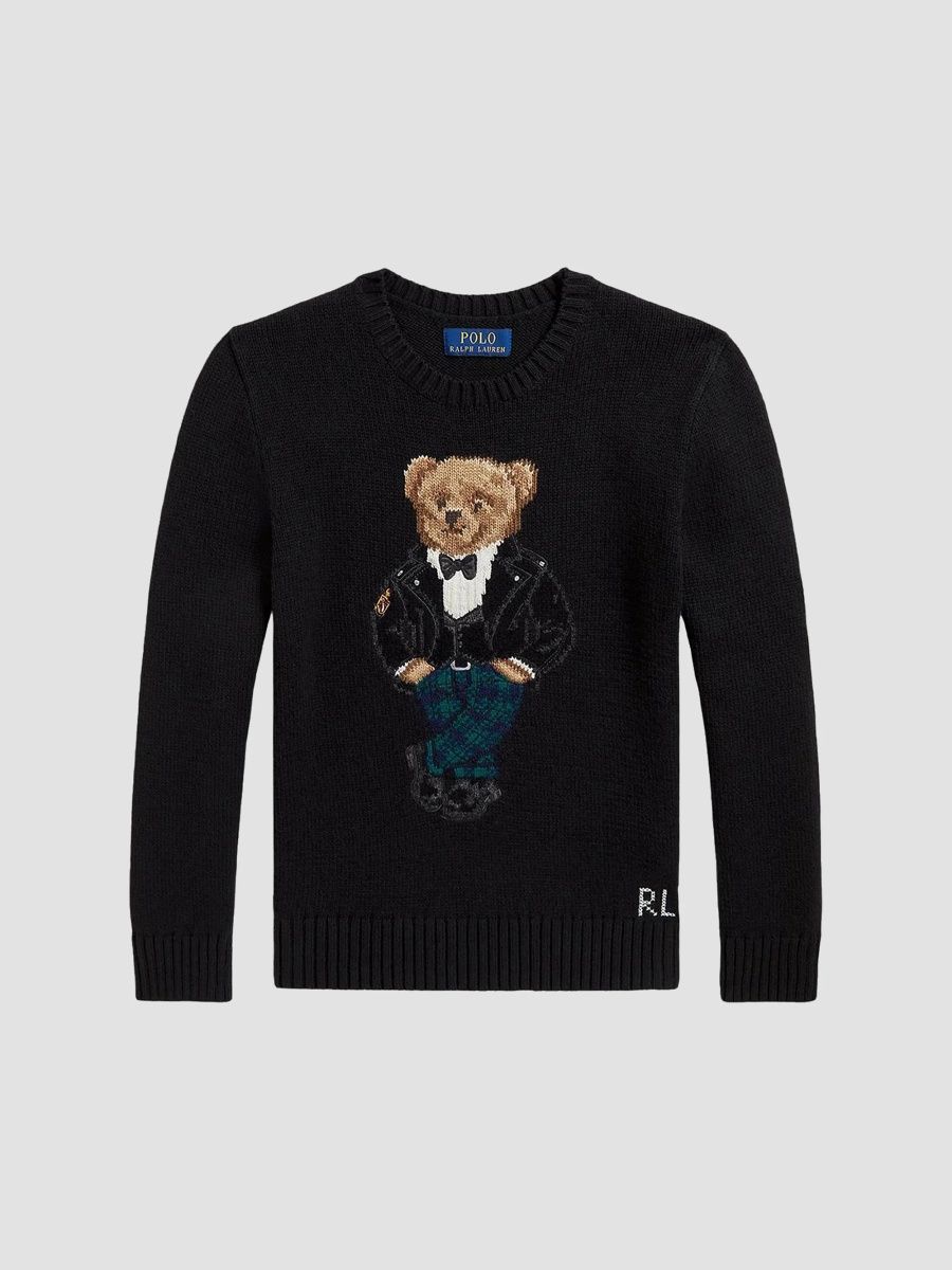 Polo Ralph Lauren Boy's Little Boy's & Boy's Polo Bear Cotton Sweater - Polo Black - Size 8