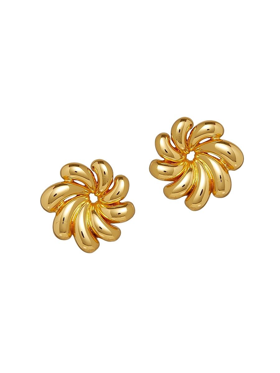 Women's Pinwheel 14K Gold-Plated Button Earrings - Yellow Gold