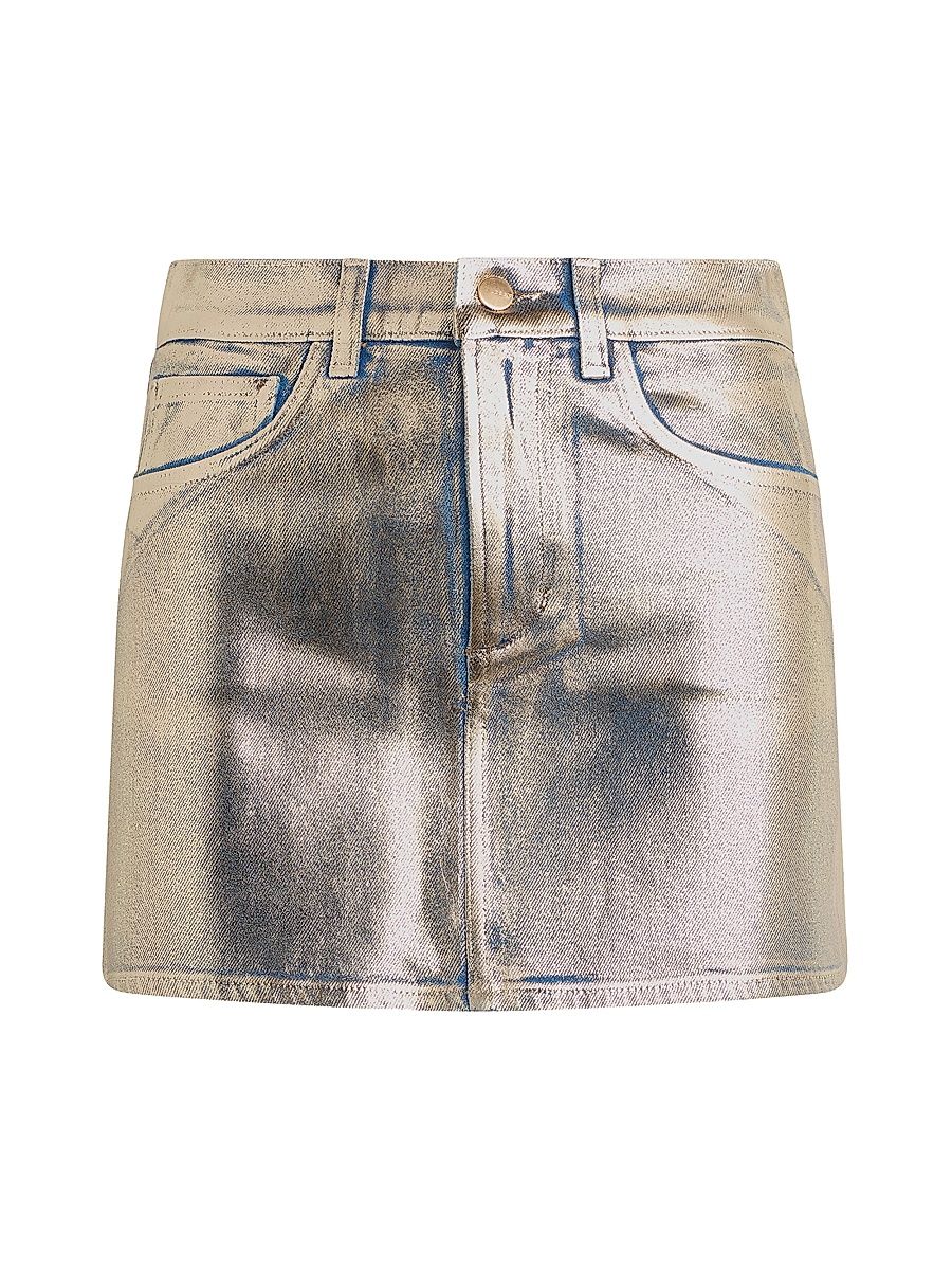 Women's The Tessa Foiled Denim Miniskirt - Disco Indigo - Size 30