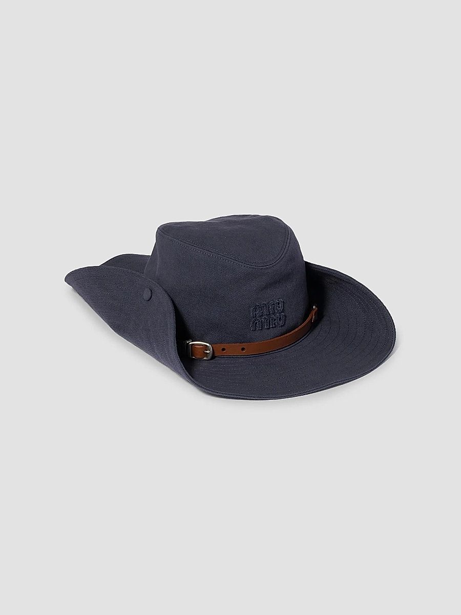 Miu Miu Women's Drill Cowboy Hat - Grey - Size Small