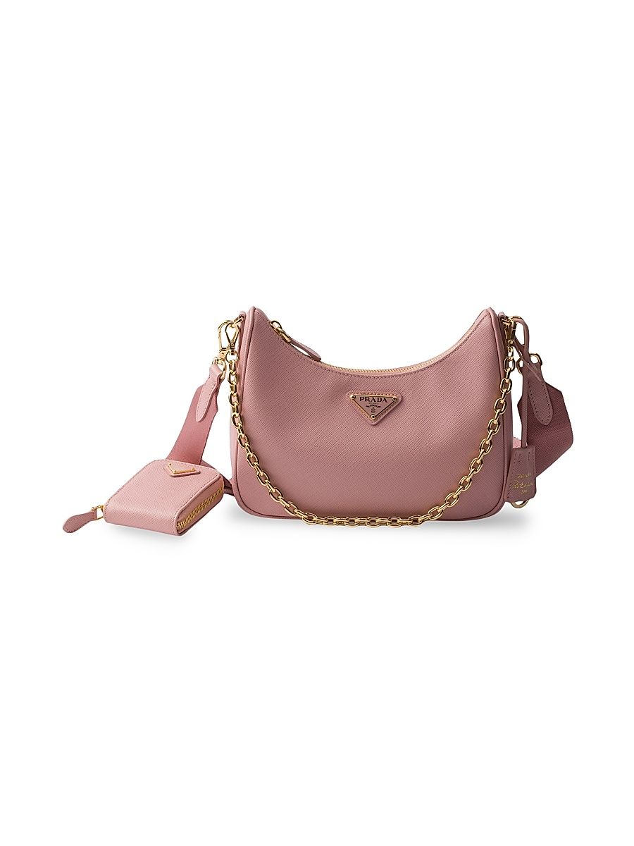 Women's Re-Edition 2005 Saffiano Leather Shoulder Bag - Pink