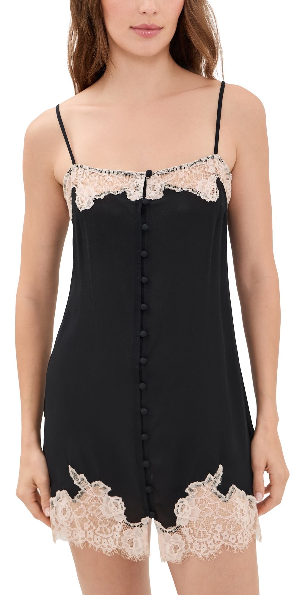 Fleur du Mal Juliet Button Silk Slip Black XS