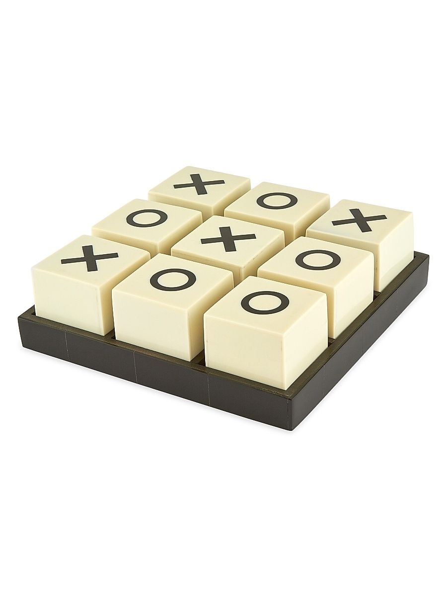 Resin Bone Tic Tac Toe Game Set - Natural White Black