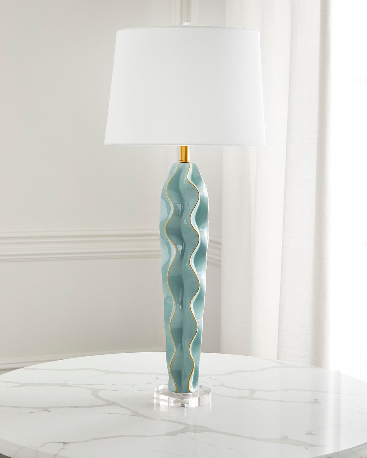 Celadon Hannah Ceramic Wave Lamp