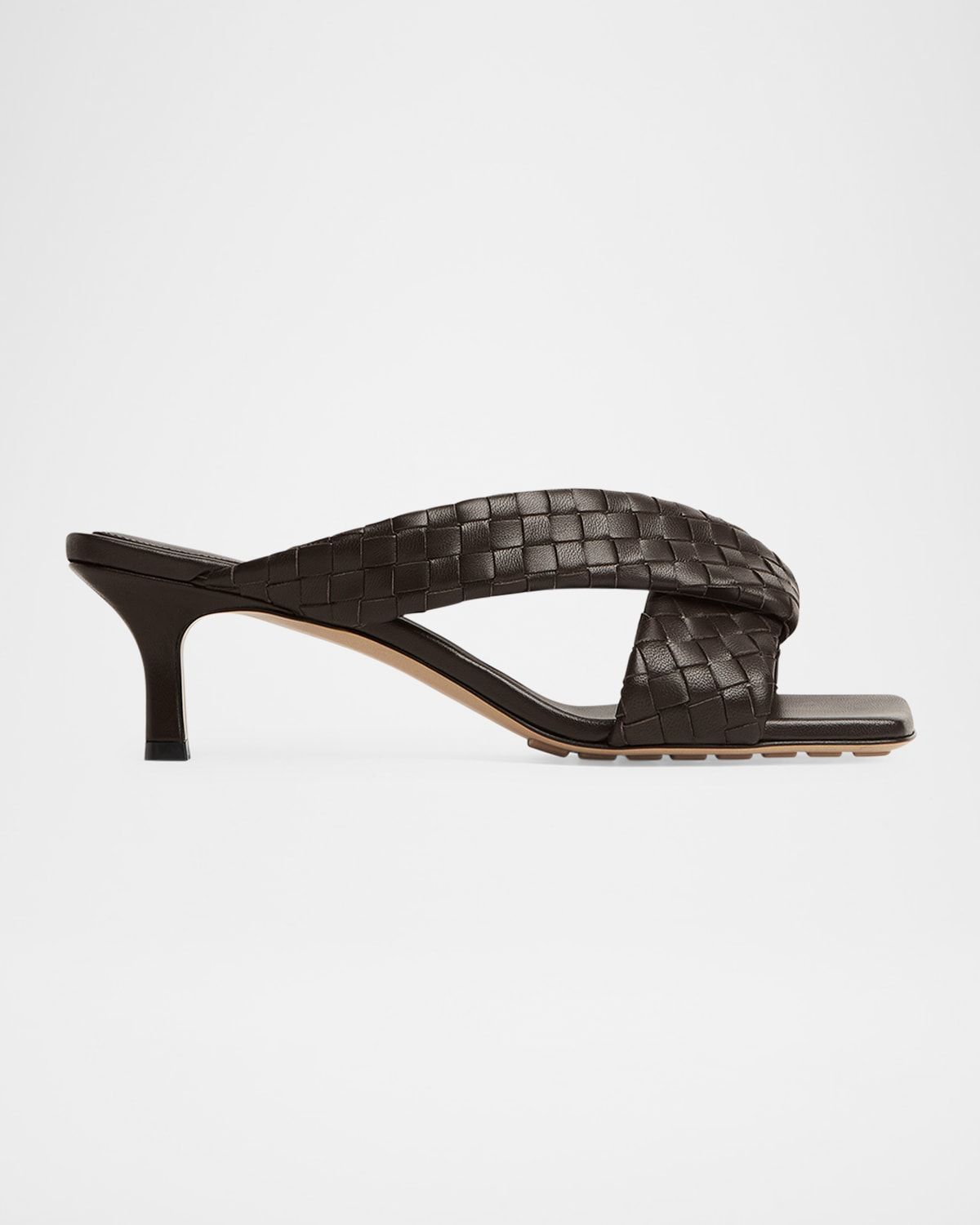 Riva Micro Woven Nappa Leather Kitten-Heel Sandals