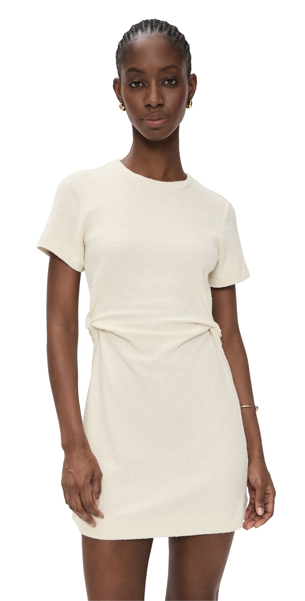 Tanya Taylor Short Sleeve Aurora Dress Cream XL