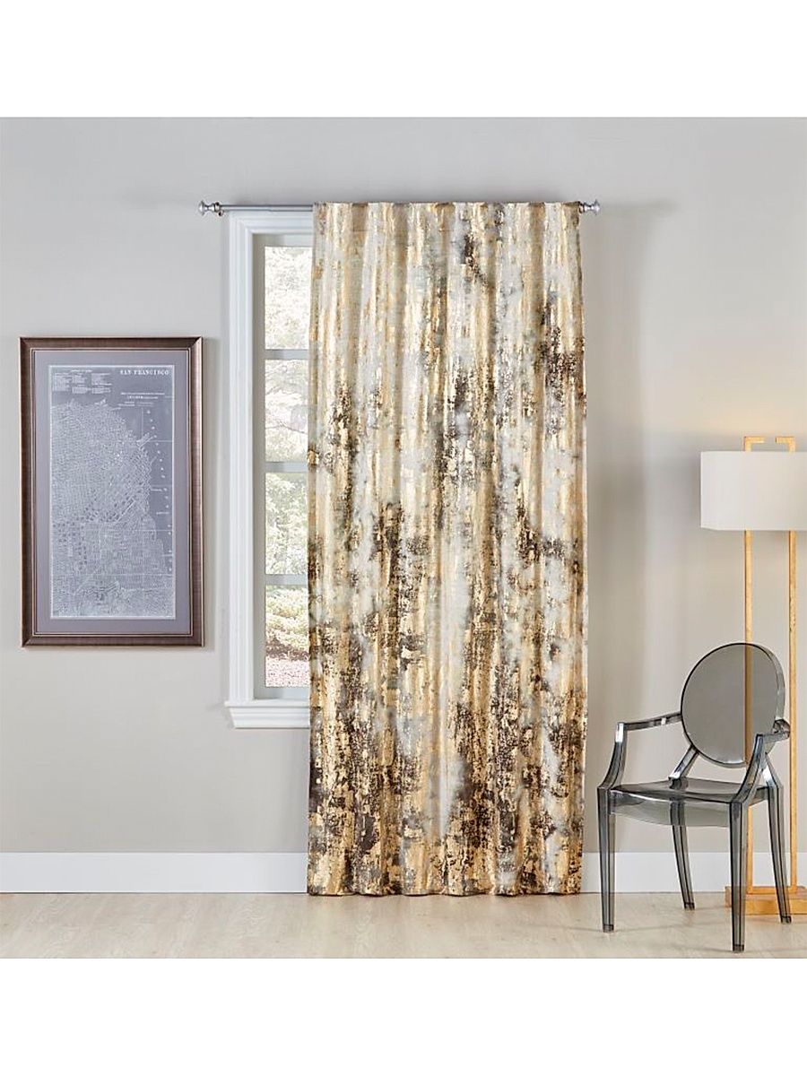 Dyed Foil Mesh Curtain - Grey Ivory