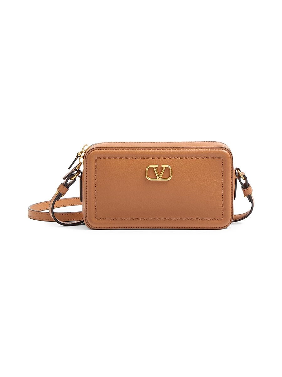 Women's Alltime Mini Shoulder Bag in Grainy Calfskin - Almond