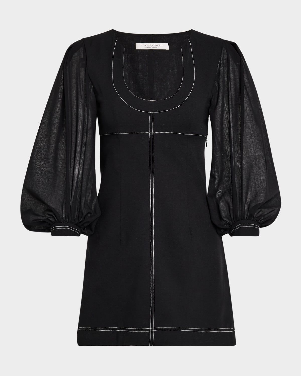 Balloon-Sleeve Mini Dress