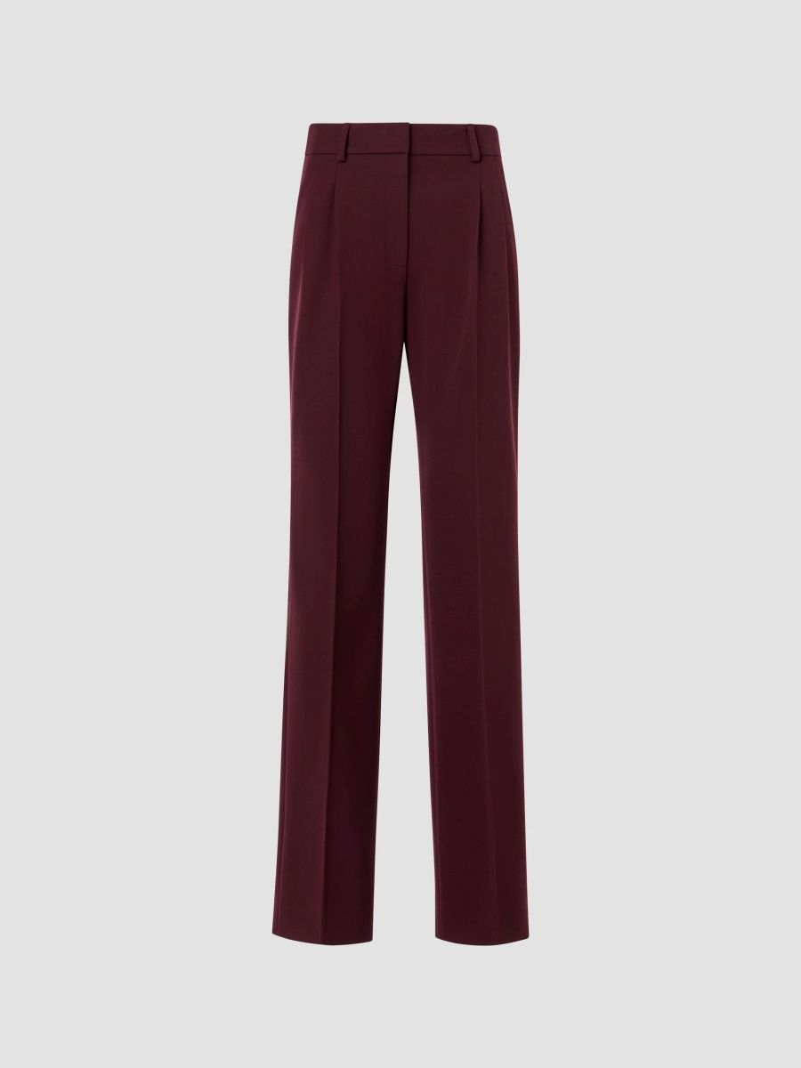 Akris Women's Fabri Wool Gabardine Straight-Leg Pants - Merlot - Size 16