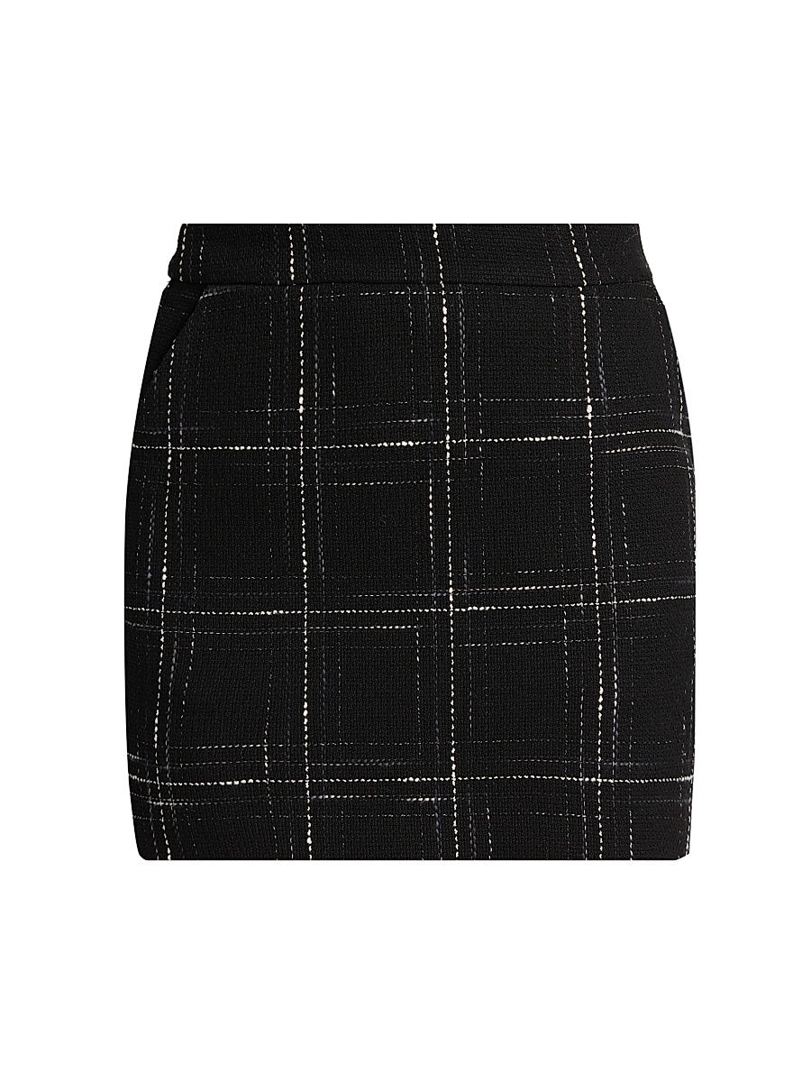 Women's Kendra Windowpane Tweed Miniskirt - Black White - Size 10