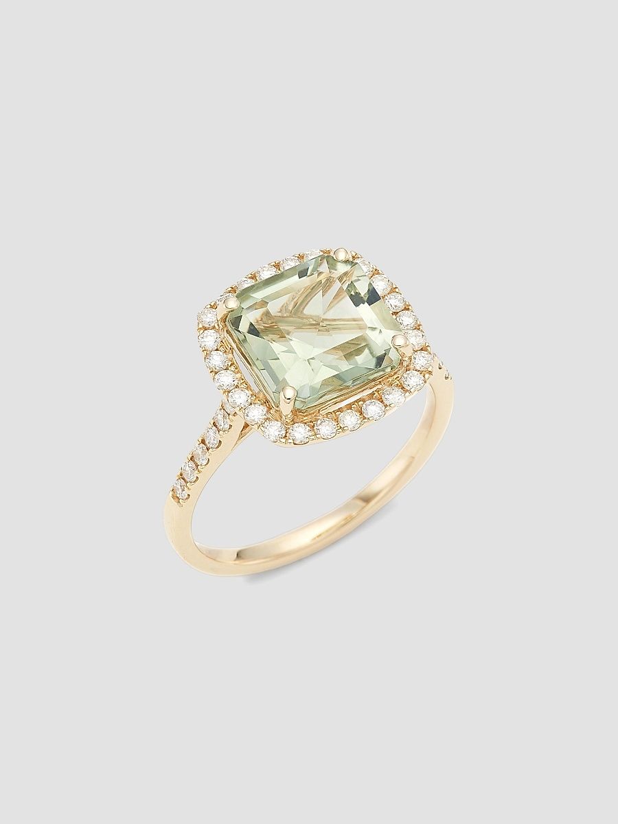 Saks Fifth Avenue Collection Women's 14K Gold, Diamond & Green Amethyst Ring - Gold - Size 7