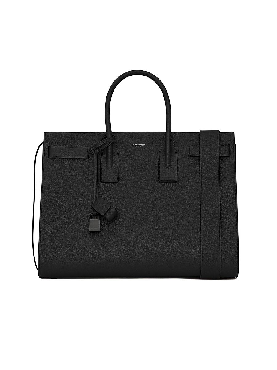 Men's Sac De Jour Large In Grained Leather - Black