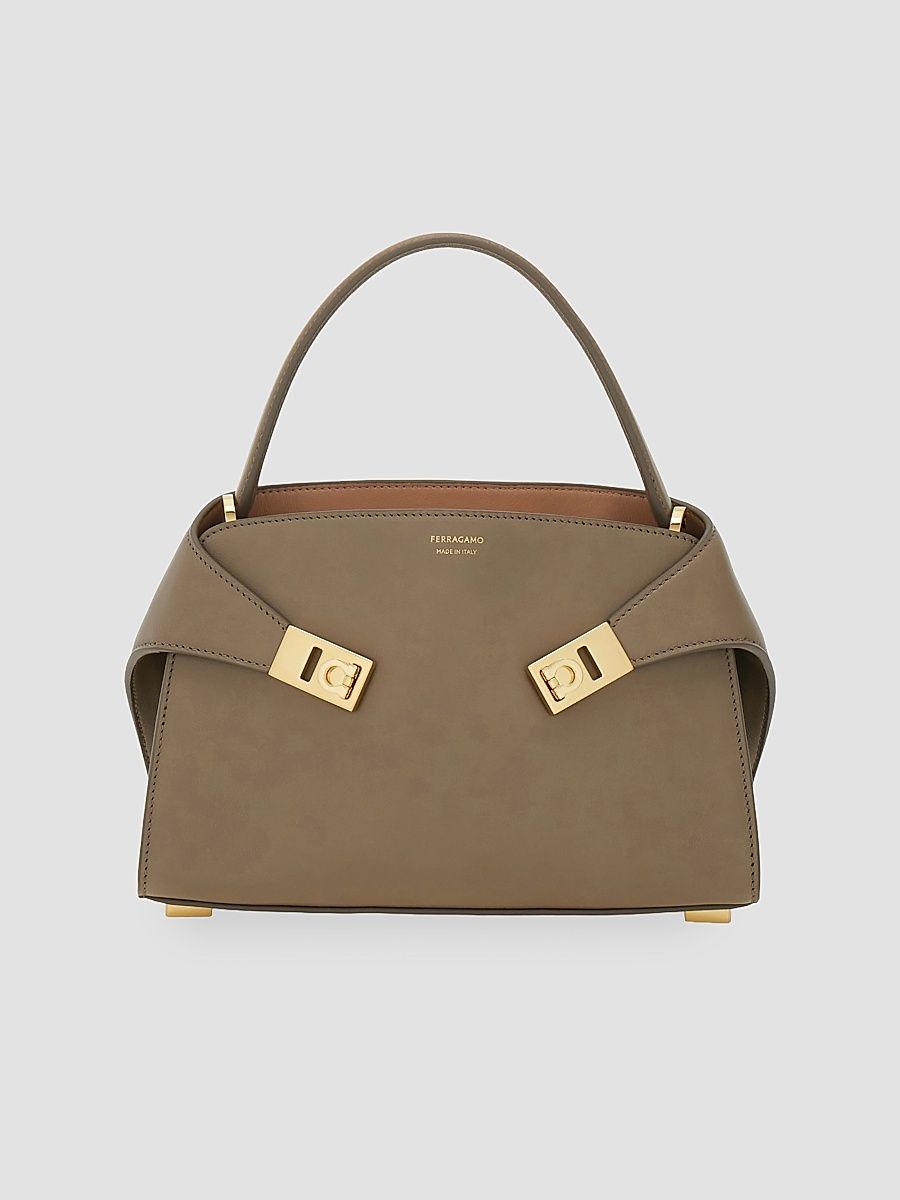 Women's Soft Hug Extra-Small Gancini Leather Top Handle Bag - Warm Taupe