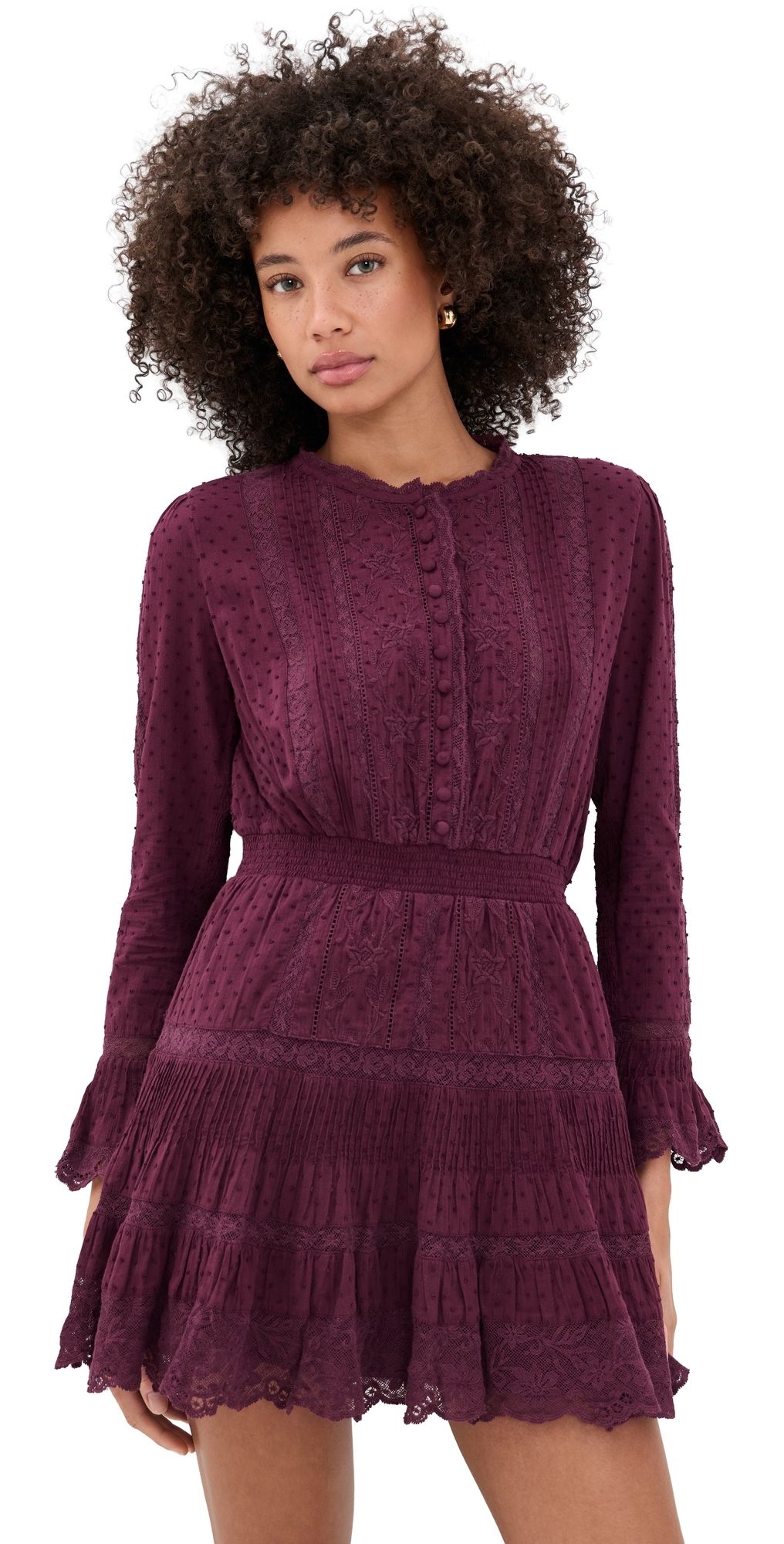 LoveShackFancy Vesna Dress Faded Merlot L