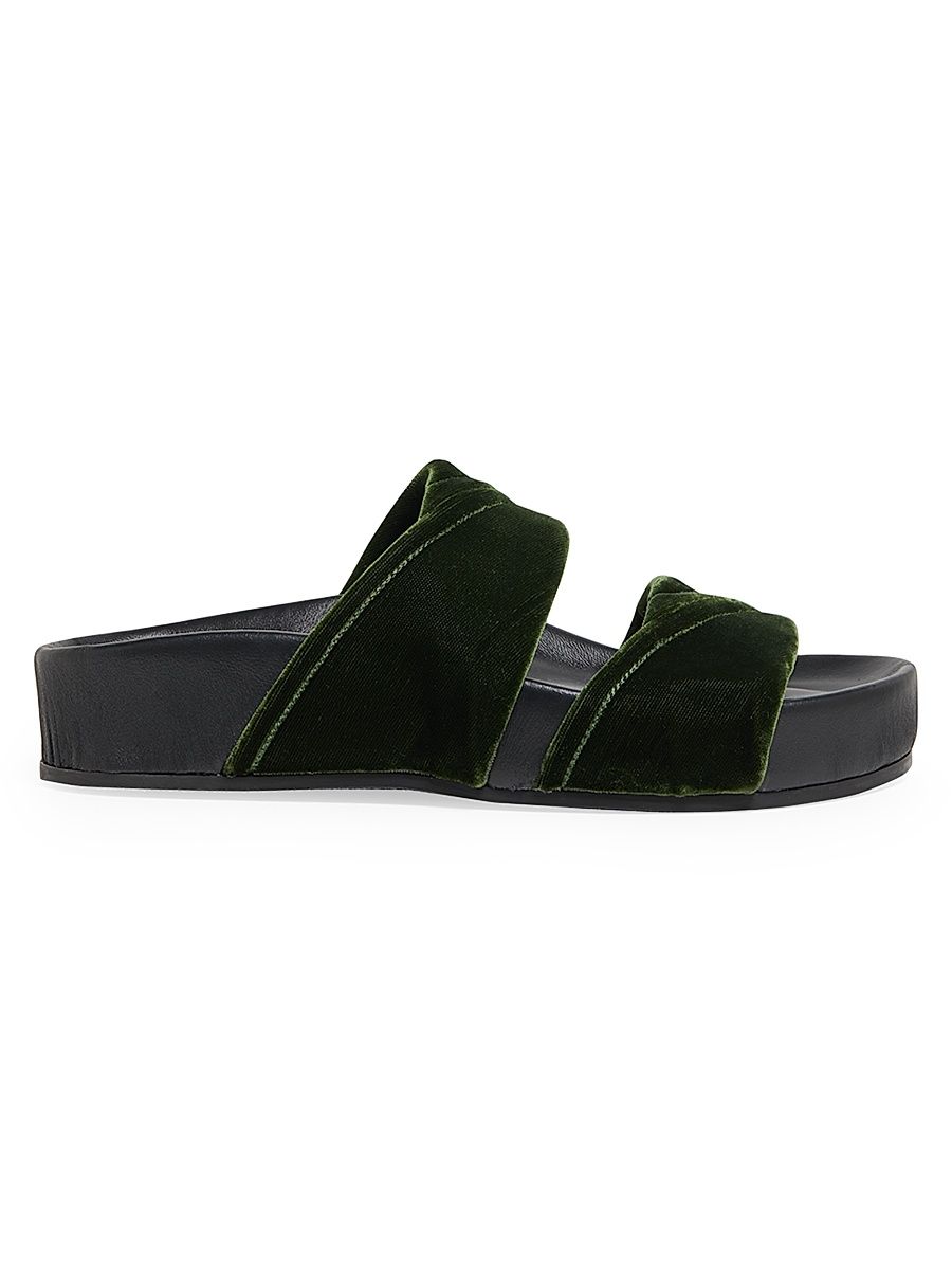 Women's 20MM Velvet Platform Sandals - Dark Green - Size 11