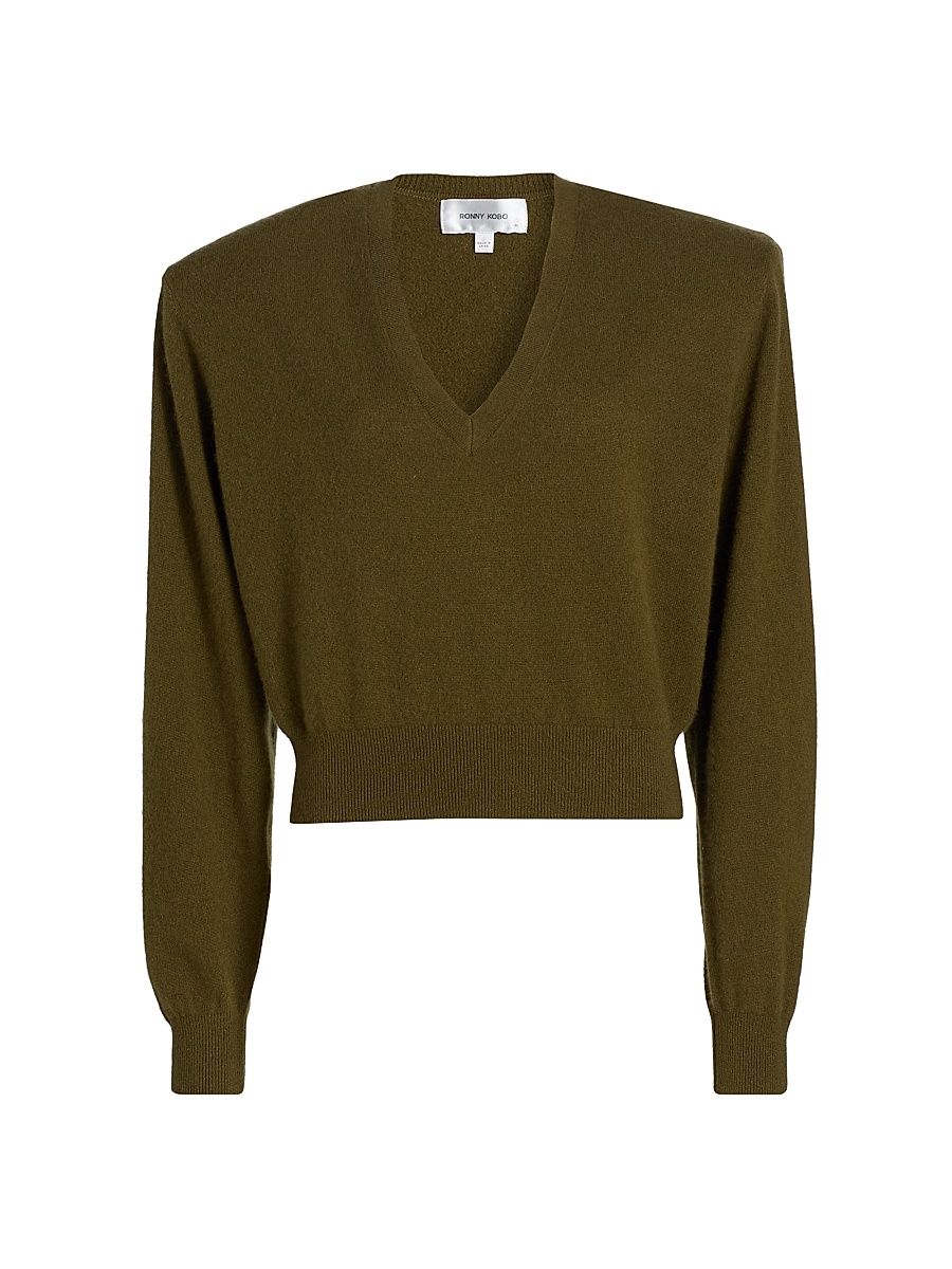 Women's Landen Cashmere Sweater - Olive - Size Large