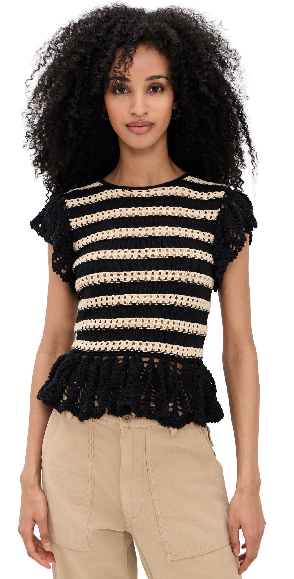 RAILS Coen Top Black Oat Stripe L