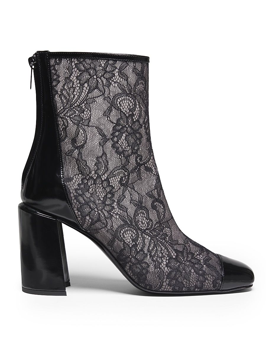 Women's Kisu 85MM Lace-Leather Boots - Black - Size 11