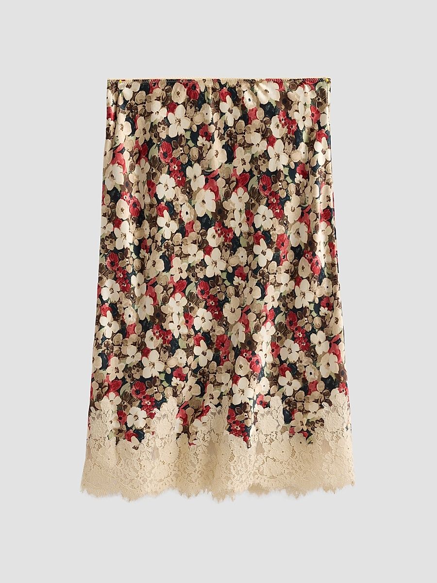 Women's Elowette Lace-Trim Silk Skirt - Wildflower Bramble - Size Medium