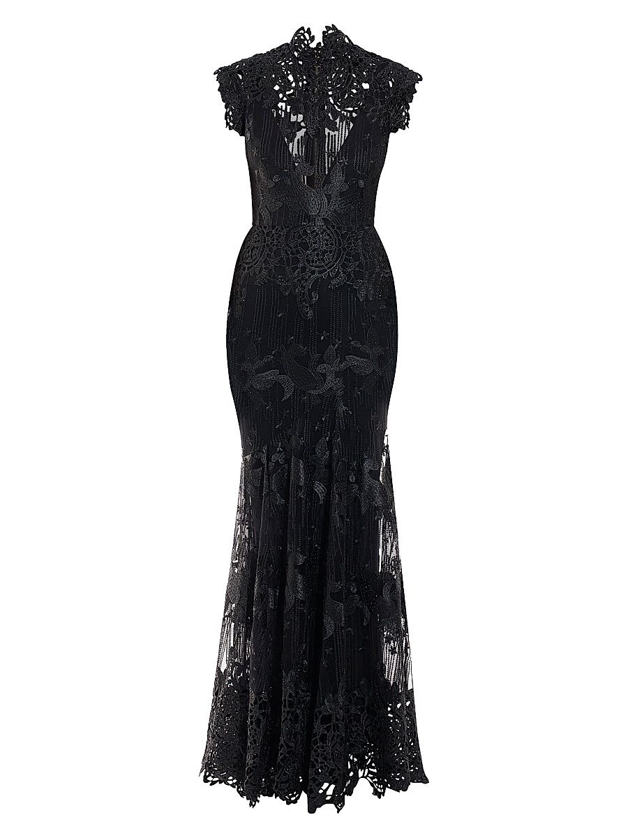 Women's Stolen Dreams Lace Floral-Appliqué Mermaid Gown - Black - Size 14