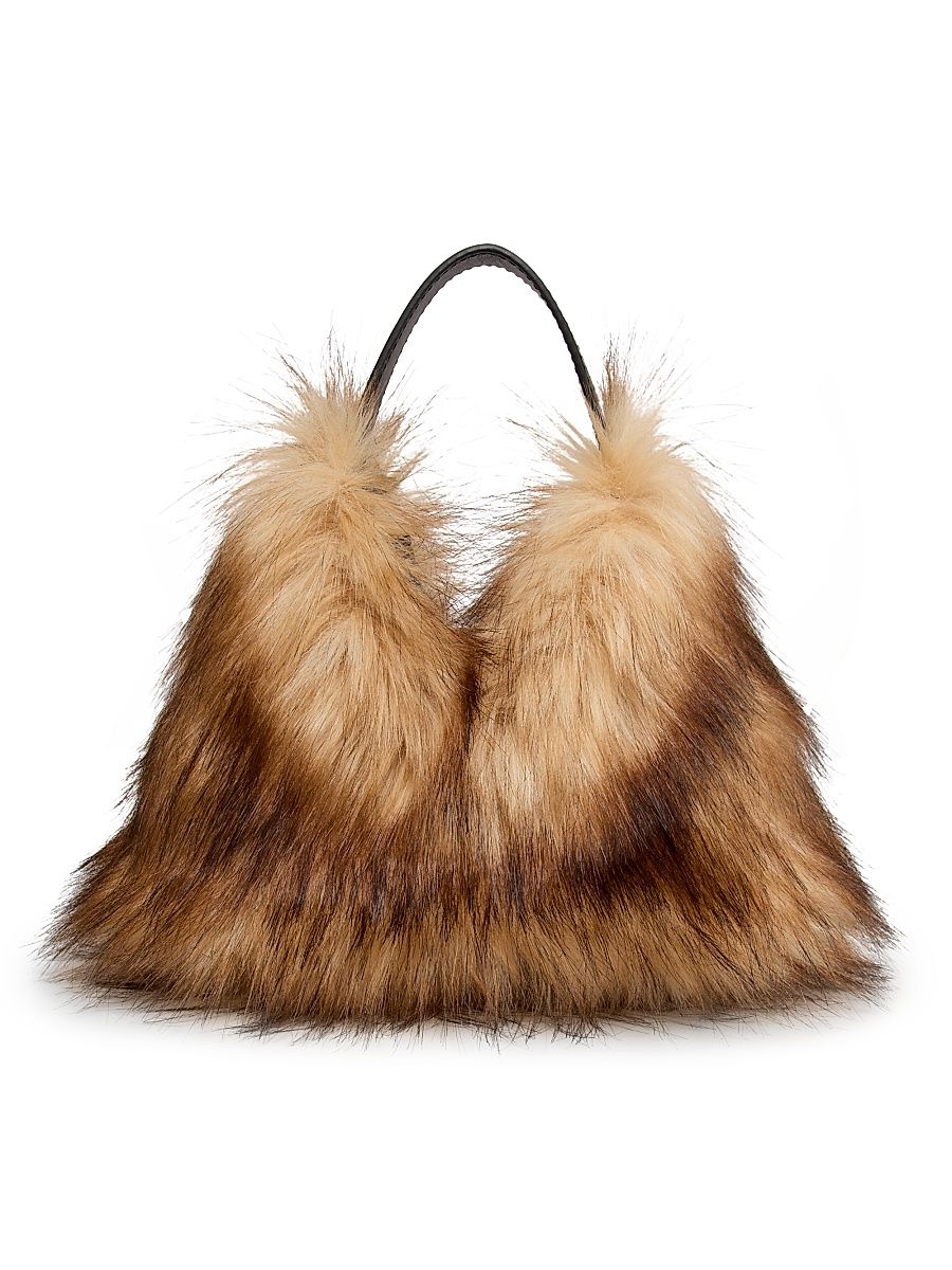 Women's Sia Faux Fox Fur Top Handle Bag - Brown