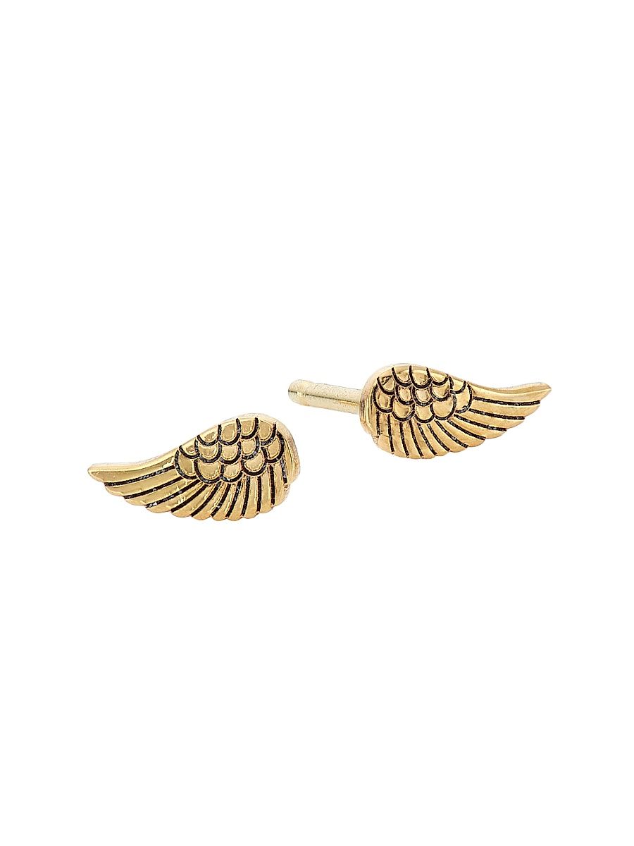 Women's Itty Bitty Symbols 14K Yellow Gold Angel Wing Stud Earrings - Gold