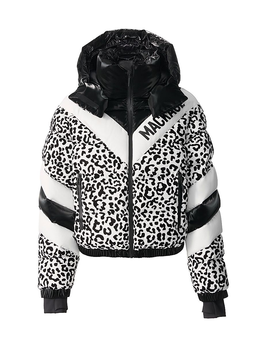 Women's Kairi Leopard Puffer Jacket - Black White - Size XL