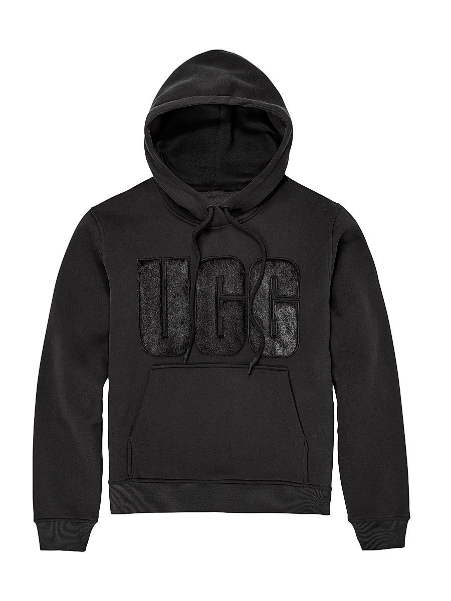 Women's Fuzzy Logo Hoodie - Black - Size XS
