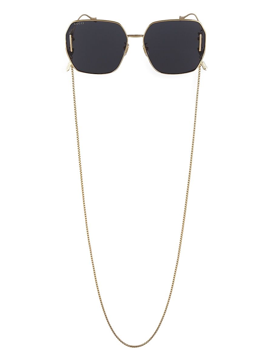 Women's Fork 64MM Square Sunglasses - Gold