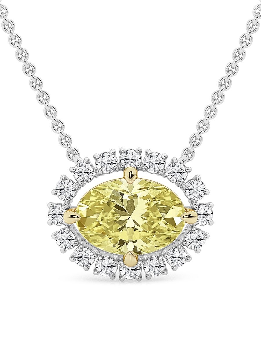 Women's Two-Tone 14K Gold & 2.45 TCW Lab-Grown Diamond Halo Pendant Necklace - Two Tone