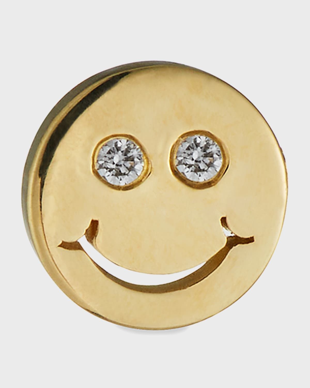 14k Diamond Happy Face Stud Earring, Single