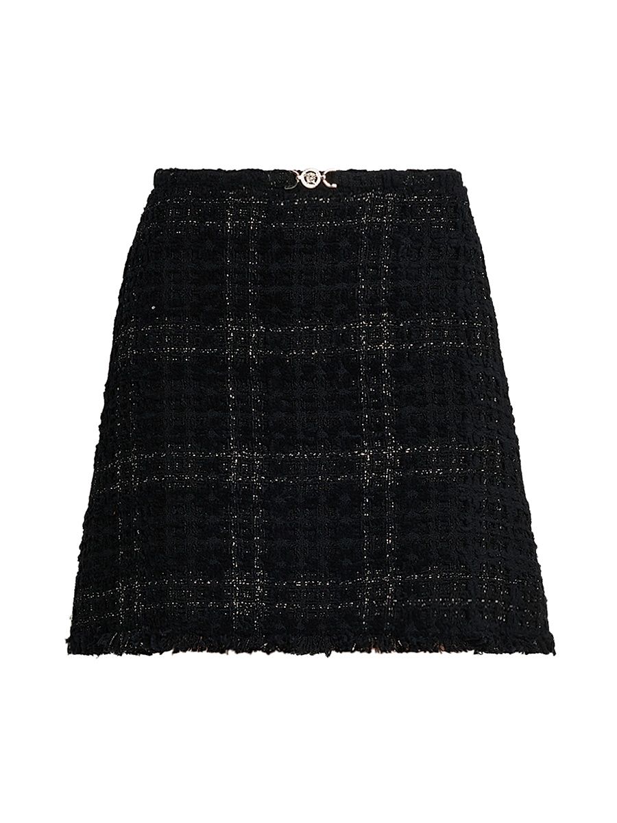 Women's Cotton-Blend Tweed Miniskirt - Black - Size 10