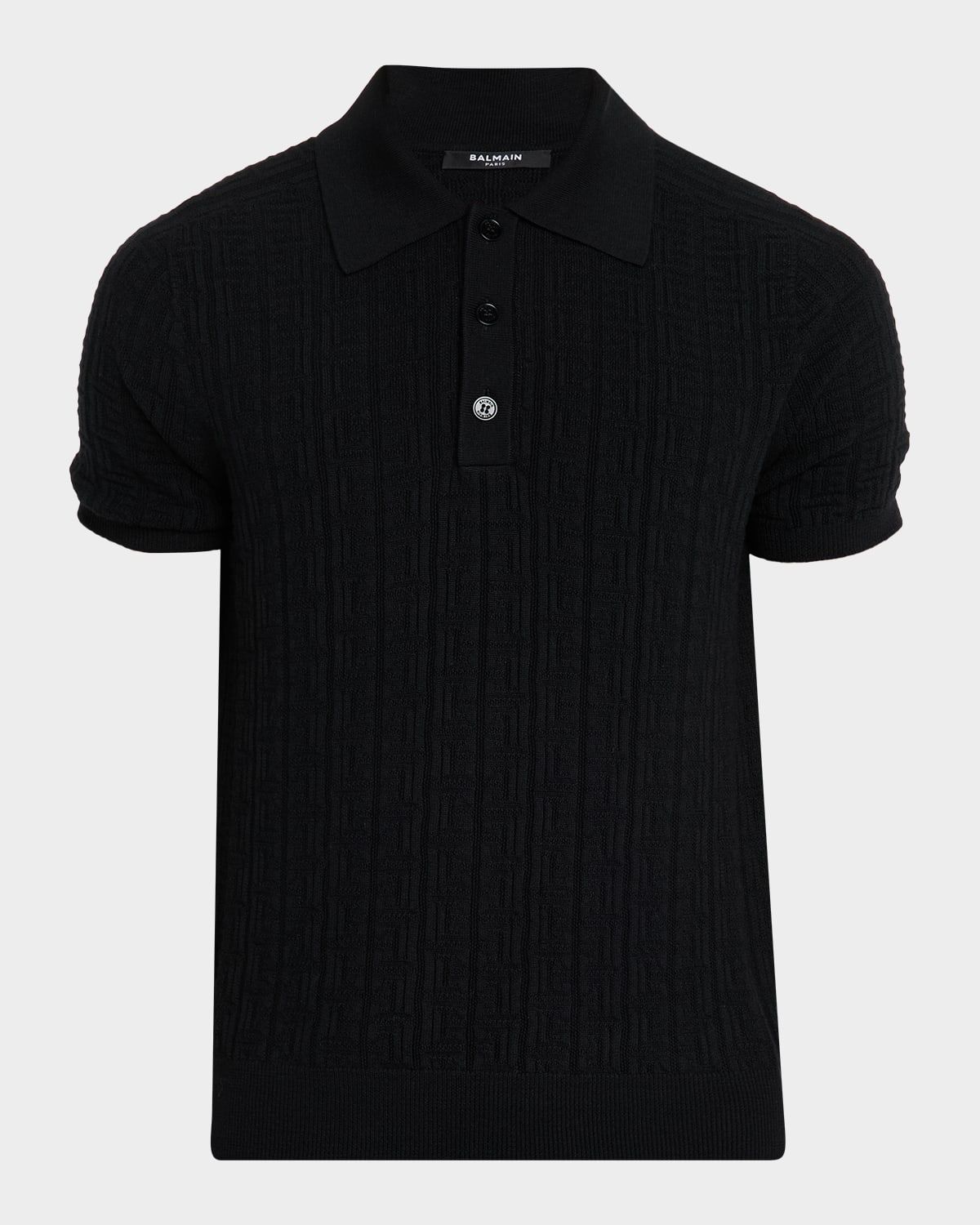 Men & apos;s Wool Monogram Jacquard Knit Polo Shirt
