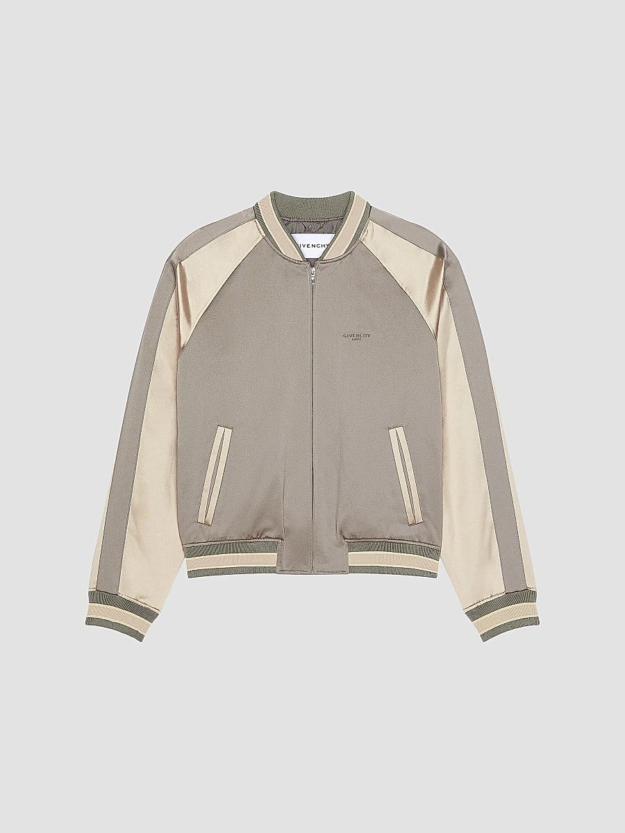 Givenchy Men's Couture Seam Souvenir Jacket with Flowers Embroidery - Grey Natural - Size 46