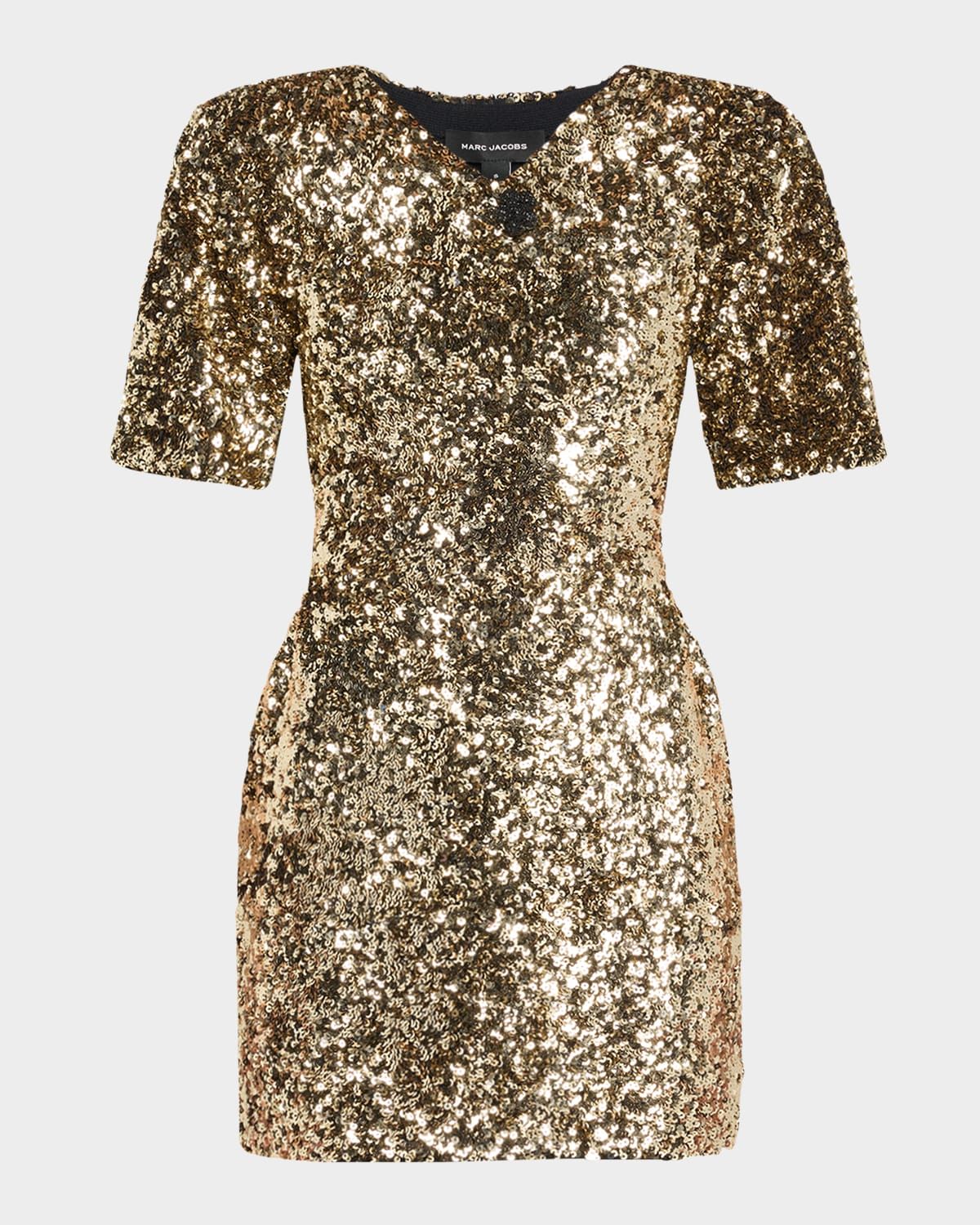 V-Neck Sequin Knit Mini Dress