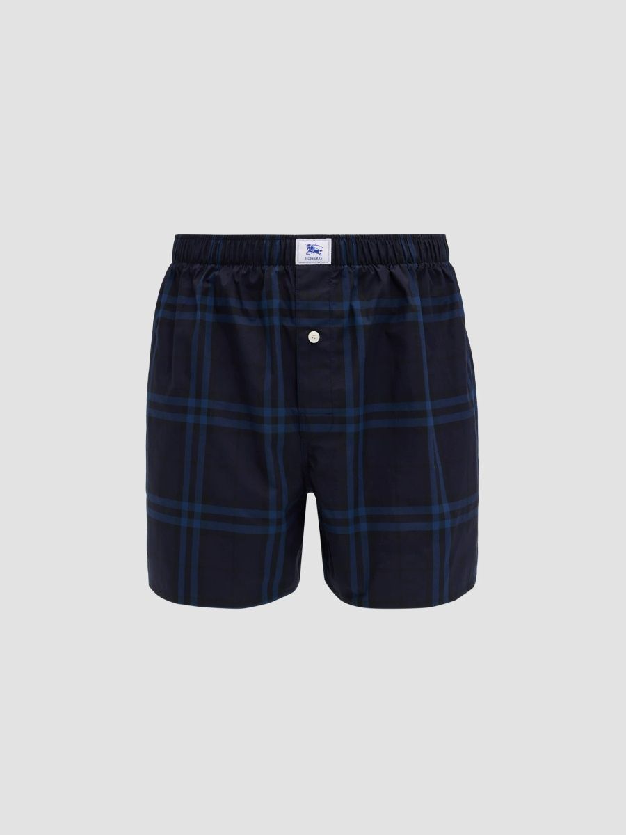 Burberry Men's Barnaby Check Cotton Boxers - Ocean Blue - Size XXL