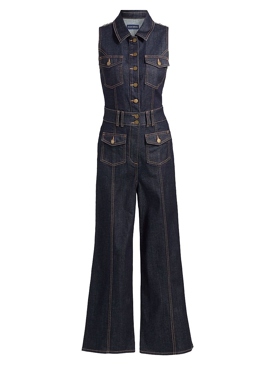 Women's Stephania Denim Sleeveless Jumpsuit - Resin Rinse - Size 31
