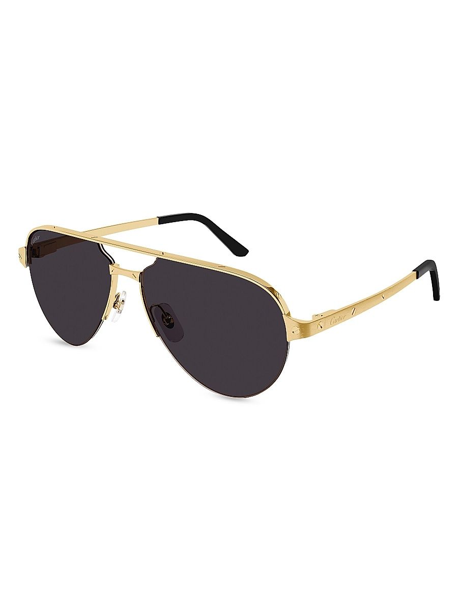 Men's Santos Evolution 60MM 24K Gold-Plated Navigator Sunglasses - Gold