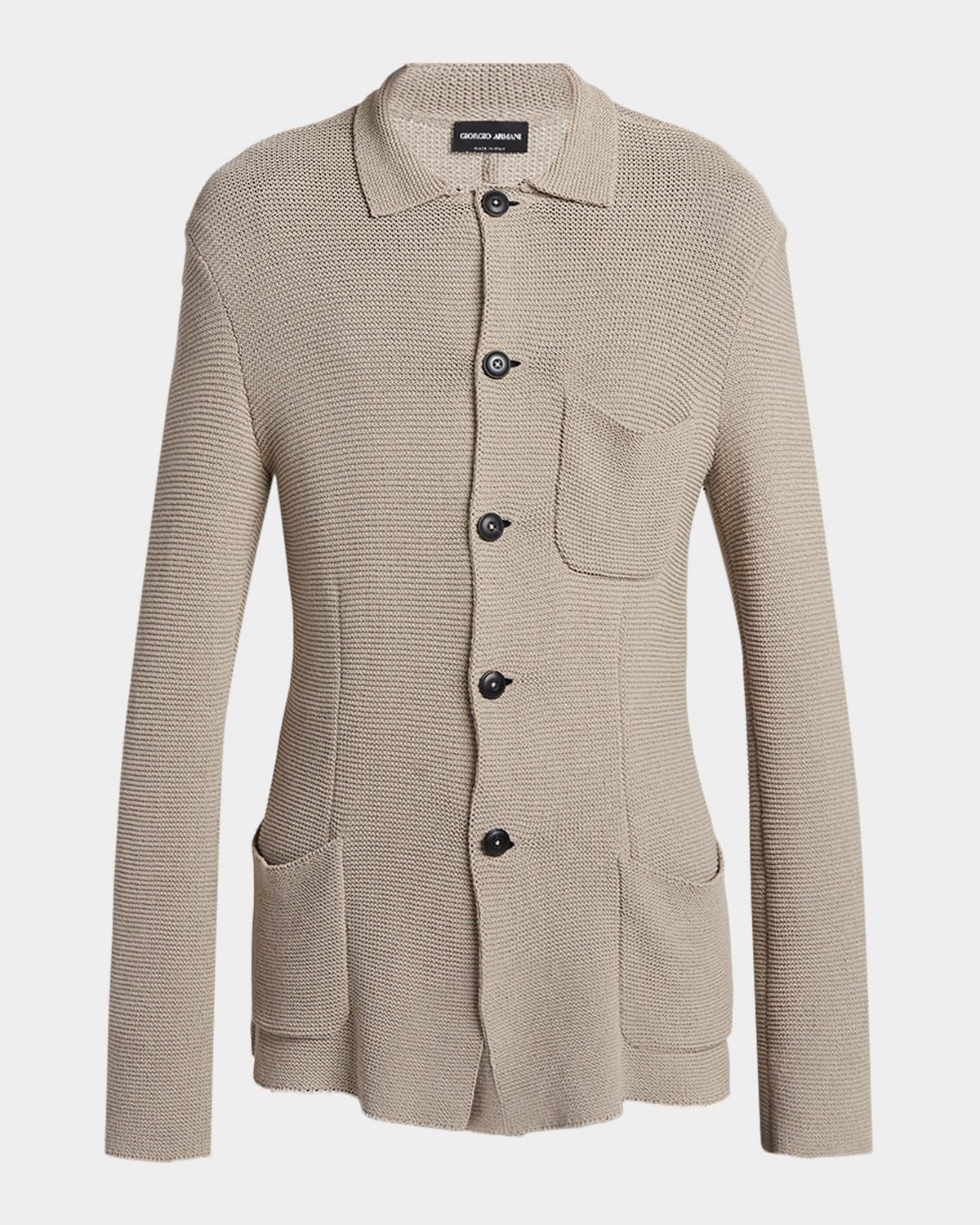 Men & apos;s Cotton-Blend Knit Patch Pocket Knit Blazer