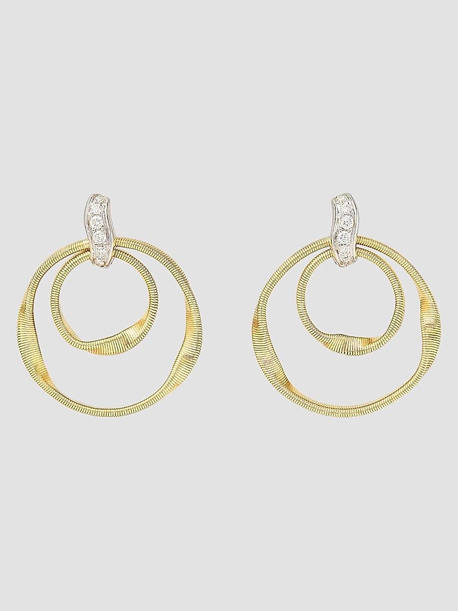 Marco Bicego Women's Marrakech 18K Gold & 0.08 TCW Diamond Double-Hoop Drop Earrings - Yellow Gold