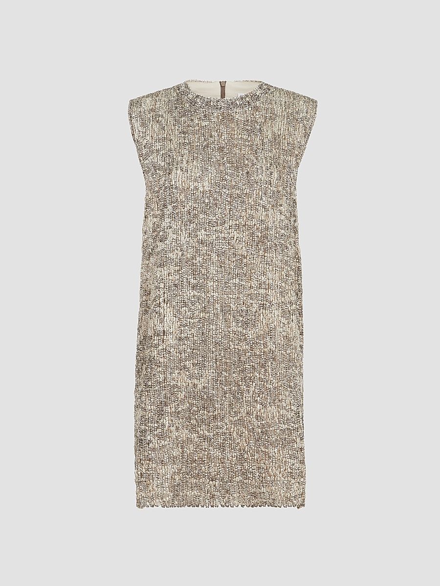 Women's Dazzling Craquelé Embroidery Dress - Silver - Size Medium