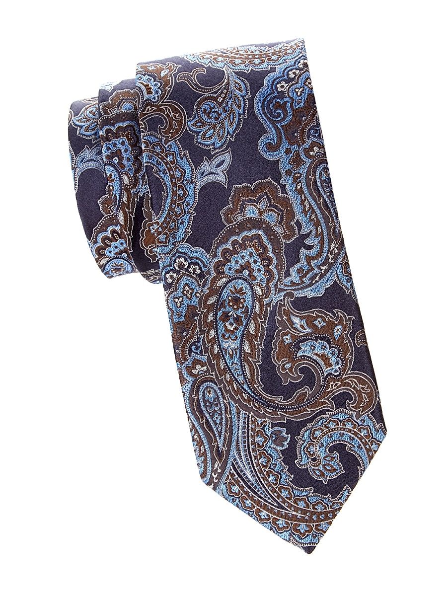 Men's Paisley Silk Tie - Navy