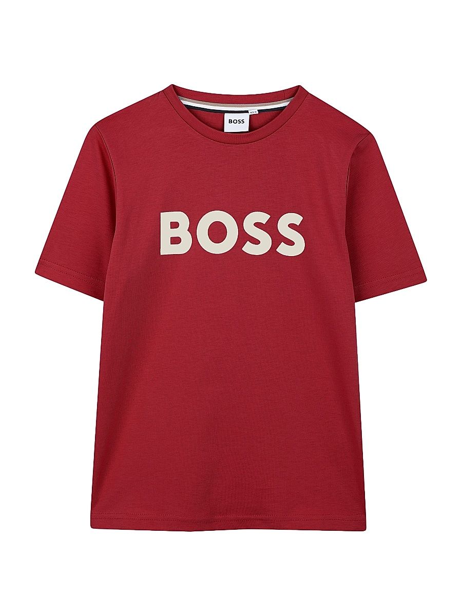Little Boy's & Boy's Logo Crewneck T-Shirt - Dark Red - Size 12