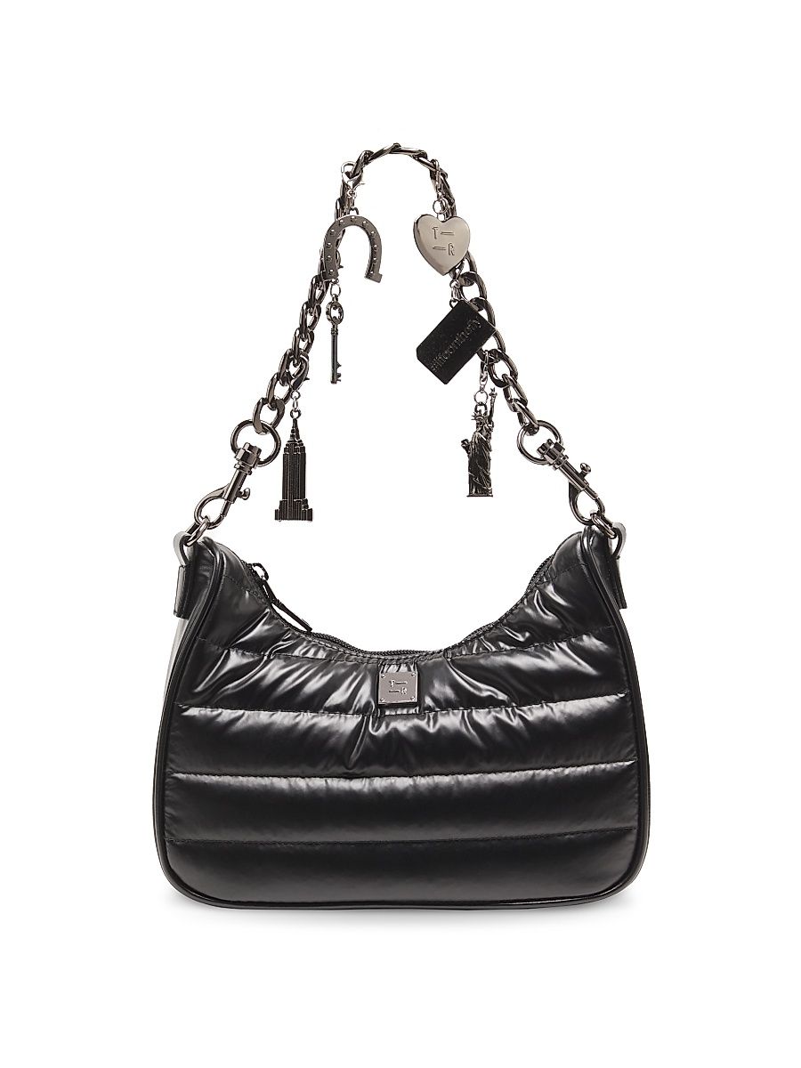 Women's Soul Sister Chain & Charms Quilted Shoulder Bag - Gunmetal