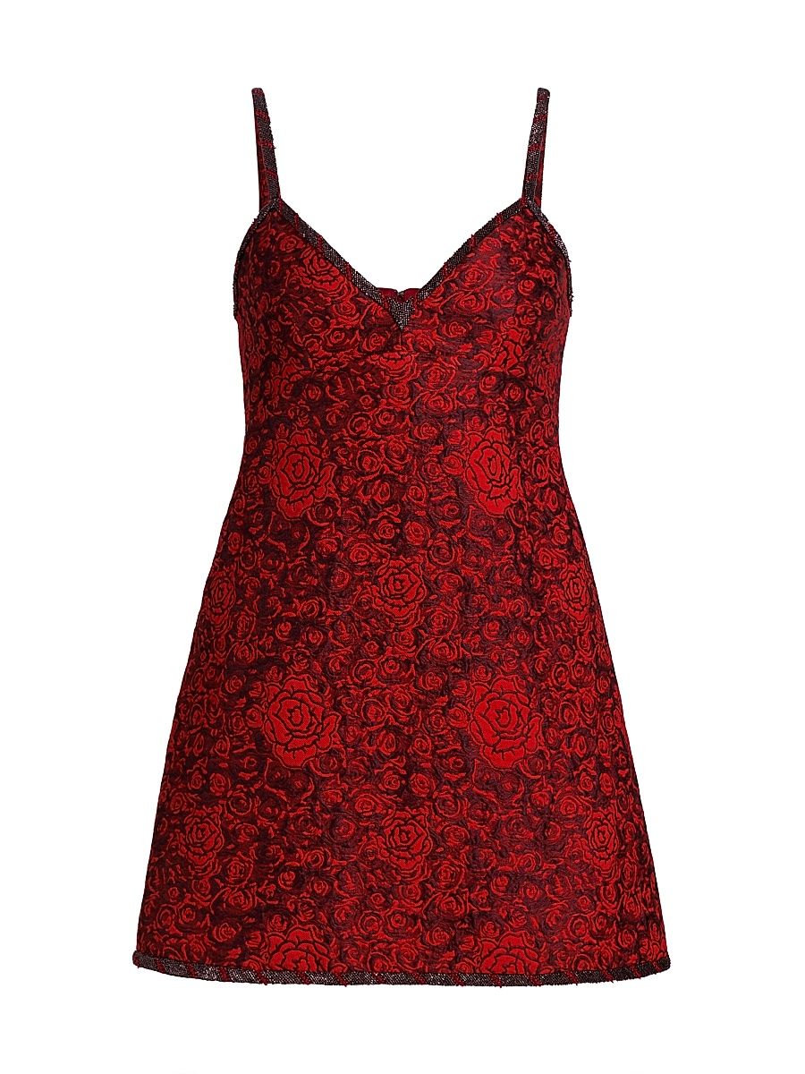 Women's Boa-B Floral Sleeveless Brocade Minidress - Scarlet Rose - Size 12