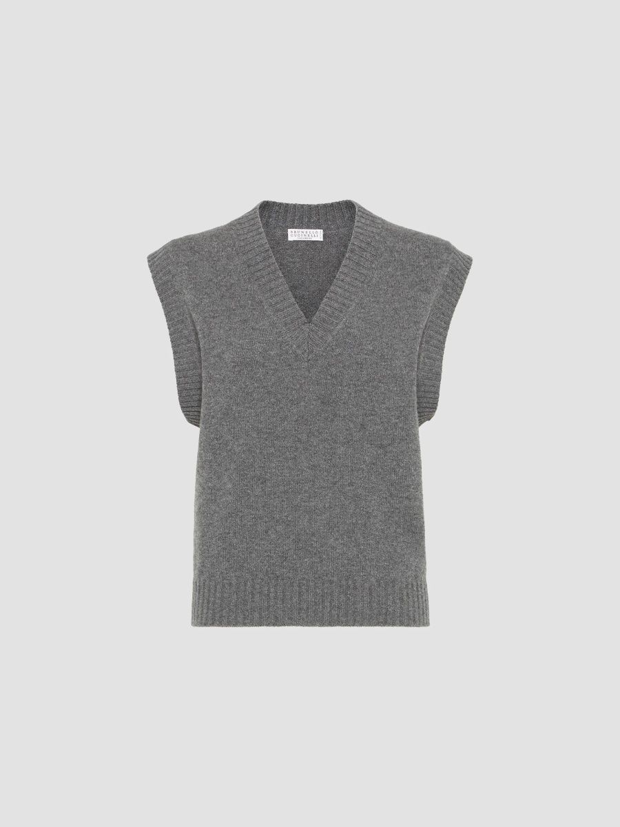 Brunello Cucinelli Women's Cashmere Sweater Vest - Grey - Size Small